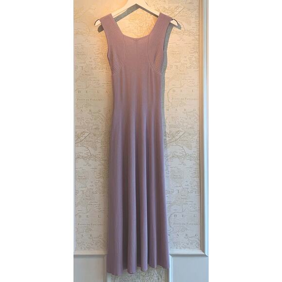 By Malene Birger Lilo Ribbed Knit Maxi Dress Lilac Size 6 Stretch Luxury - Picture 5 of 11